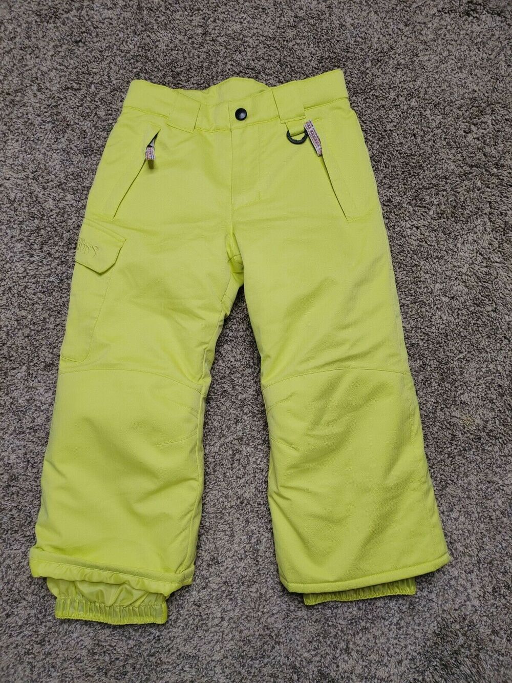 new $80 SNOW DRAGONS Girl's 4 10K Waterproof Ski Snowboard neon yellow Snow Pant